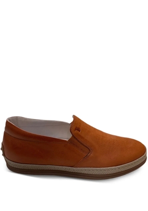 Tod's leather rope-trimmed loafers - Orange