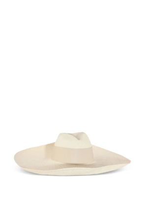 catarzi leather-band panama hat - Neutrals