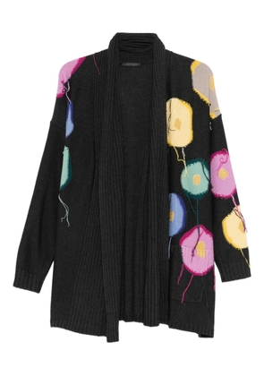 Marina Rinaldi embroidery-floral open-front cardigan - Grey