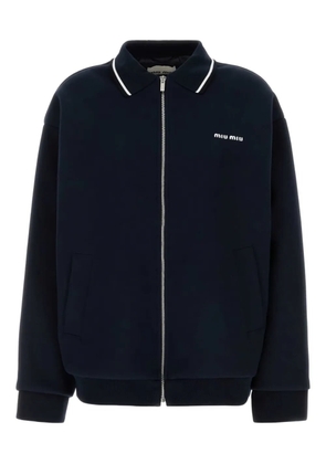 Miu Miu polo-collar zip-up jacket - Blue