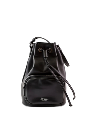 LA ROSE drawstring leather bucket bag - Black