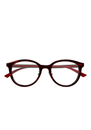 Gucci Eyewear web-stripe round-frame glasses - Black