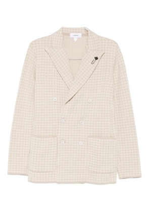 Lardini double-breasted houndstooth jacket - Neutrals