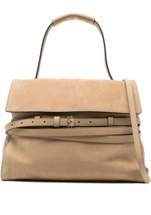 Moschino belted leather tote bag - Neutrals