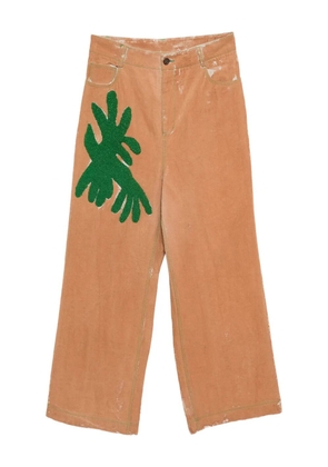 Kinyan Lam hand embroidery straight jeans - Brown