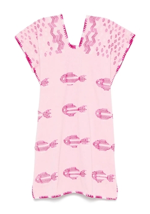 Pippa Holt White Fish-print mini dress - Pink
