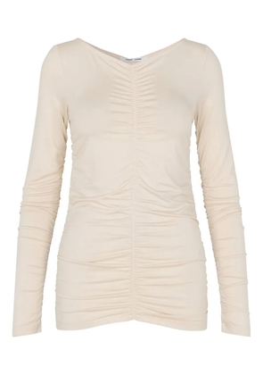 SAMSOE SAMSOE Ulrika gathered-detail T-shirt - Neutrals