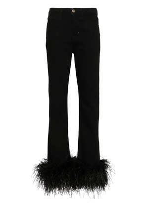 Loulou feather-trim jeans - Black