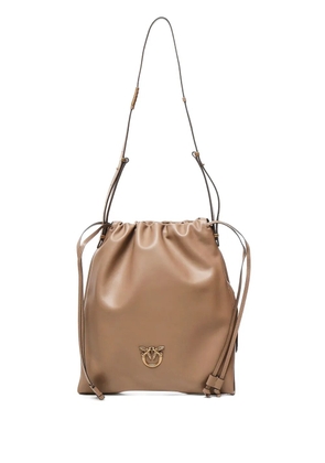 PINKO drawstring leather shoulder bag - Brown