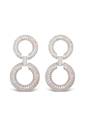 Self-Portrait double-circle embellished earrings - Silver