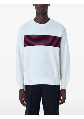 visvim striped-detail crew-neck jumper - White