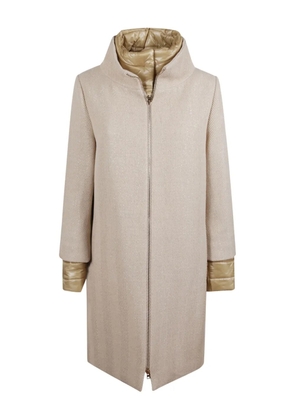 Herno zip-fastening herringbone-pattern coat - Neutrals