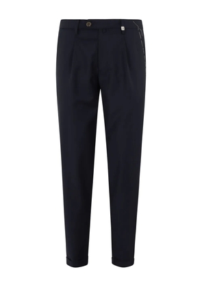 Myths pleated cotton-cashmere blend tailored trousers - Blue