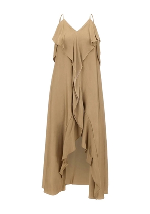 kaos ruffle-detail V-neck dress - Neutrals