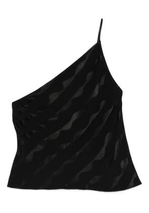 Rixo one-shoulder wave-pattern top - Black