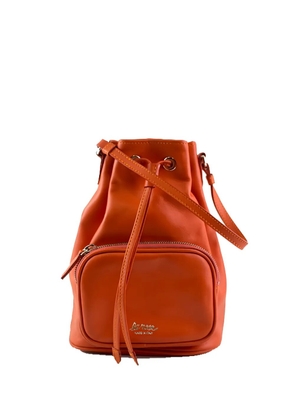 LA ROSE drawstring leather bucket bag - Orange