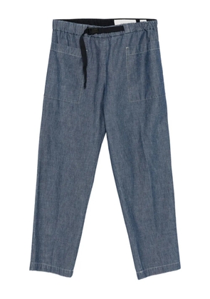 original vintage style drawstring patch-pocket trousers - Blue