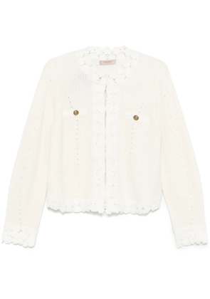 TWINSET guipure-lace trim cardigan - White