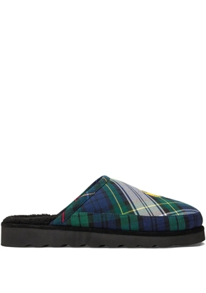 Polo Ralph Lauren tartan embroidered slippers - Blue