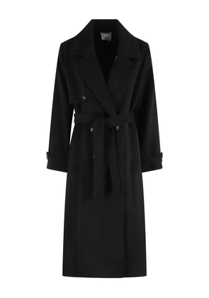 Kiltie belted double-breasted coat - Black