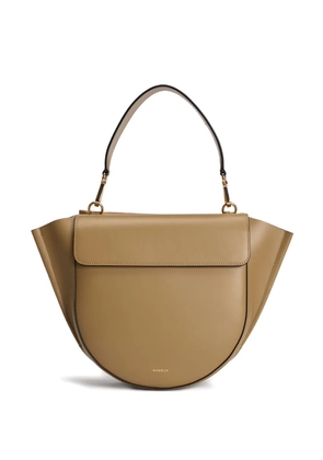 Wandler curved leather shoulder bag - Brown