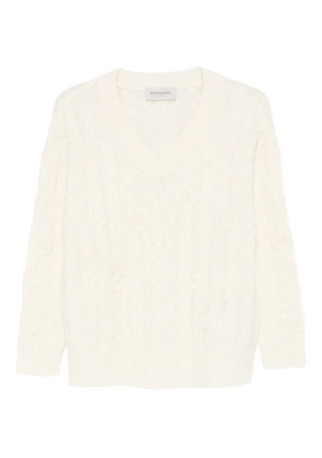 ERMANNO FIRENZE v-neck floral-pattern sweater - White