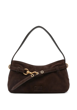 Miu Miu hook-fastening suede shoulder bag - Brown