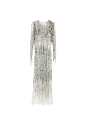 Elisabetta Franchi embellished fitted waist dress - White