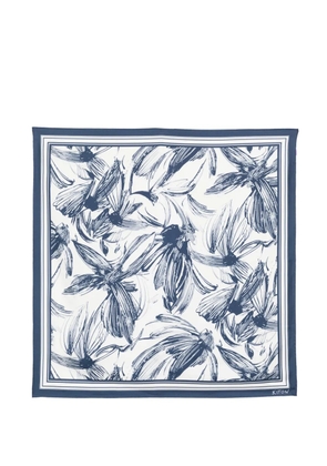 Kiton floral-print scarf - White