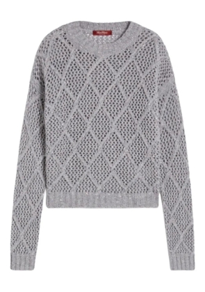 Max Mara sequin-embellished diamond-pattern sweater - Grey
