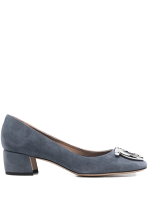 Ferragamo 40mm logo-buckle block-heel pumps - Blue