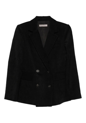 D.Exterior corduroy double-breasted blazer - Black