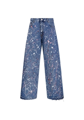 E.L.V DENIM splatter-effect frayed-hem jeans - Blue