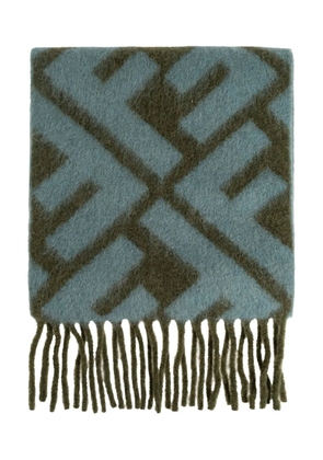 FENDI FF-pattern fringed scarf - Green