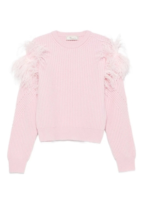 Blumarine feather-detail ribbed sweater - Pink