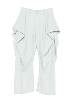 Issey Miyake draping detail tweed wool trousers - Blue