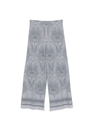 Circus Hotel patterned frayed trousers - Grey