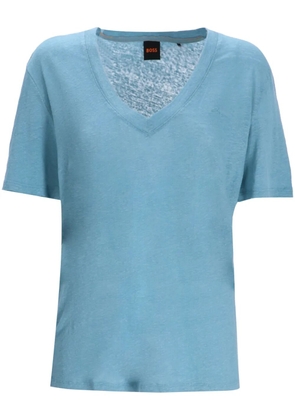 BOSS linen T-shirt - Blue