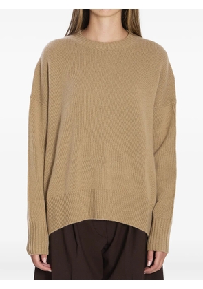 Allude ribbed side-slits cashmere sweater - Brown
