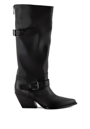 Elena Iachi 70mm buckle-detail pointed-toe boots - Black
