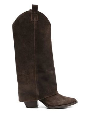 Gisel Moire 80mm suede knee-high boots - Brown