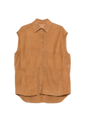 Erika Cavallini chest pocket button down waistcoat - Brown