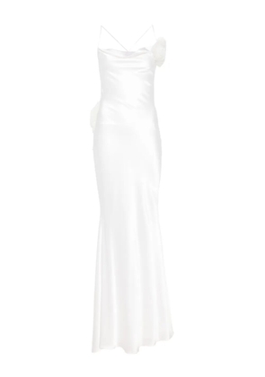 Parlor floral-appliqué maxi dress - White