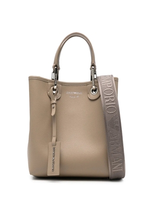 Emporio Armani grained-leather tote bag - Neutrals