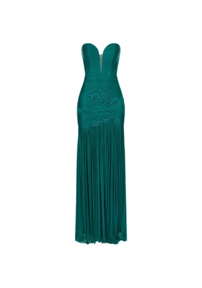 IMROSKA The Emerald Forest lace-detail strapless maxi dress - Green