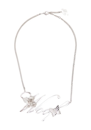 Blumarine rose-detail butterfly-detail necklace - Silver