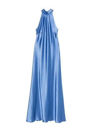Talbot Runhof halterneck satin dress - Blue