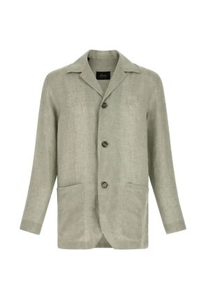 Brioni patch pocket linen shirt jacket - Green