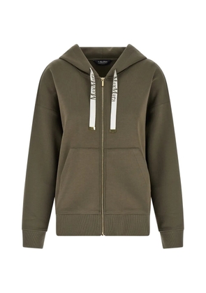 Max Mara SmmJour front zip cotton hoodie - Green