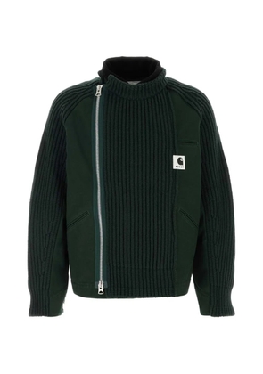 sacai x Carhartt Wip wool blend zip jacket - Green
